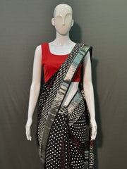 Hand Block Printed Cotton Linen Saree