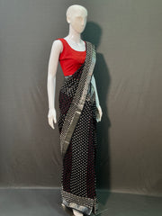 Hand Block Printed Cotton Linen Saree