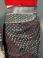 Hand Block Printed Cotton Linen Saree