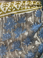 Hand Block Printed Cotton Linen Saree