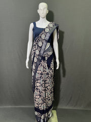 Batik Printed Cotton Linen Saree