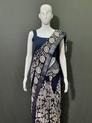 Batik Printed Cotton Linen Saree