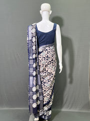 Batik Printed Cotton Linen Saree