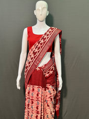 Batik Printed Cotton Linen Saree