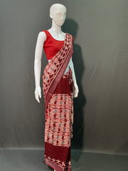 Batik Printed Cotton Linen Saree