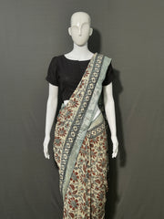 AJRAKH DABO Printed Cotton Linen Saree