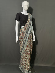 AJRAKH DABO Printed Cotton Linen Saree