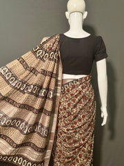 AJRAKH DABO Printed Cotton Linen Saree