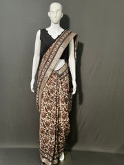 AJRAKH DABO Printed Cotton Linen Saree