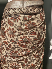 AJRAKH DABO Printed Cotton Linen Saree