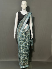 AJRAKH DABO Printed Cotton Linen Saree