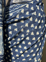 INDIGO Printed Cotton Linen Saree