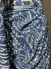 INDIGO Printed Cotton Linen Saree