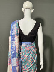 Hand Block Printed Cotton Linen Saree