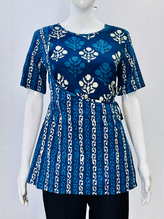 Indigo Dyed Hand Block Printed Top