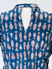 Indigo Dyed Hand Block Printed Top