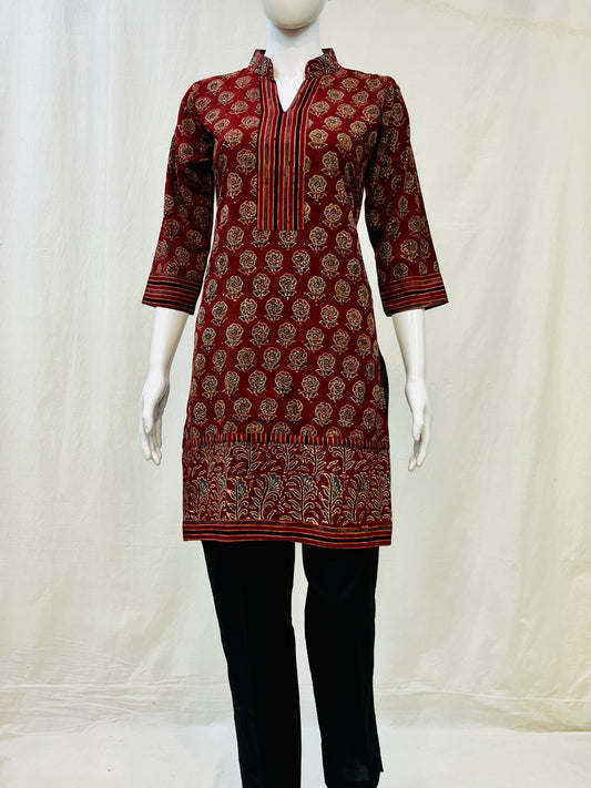 Ajrakh Hand Block Printed Short Kurti