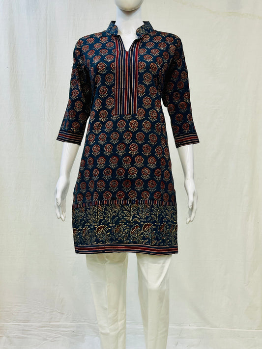 Ajrakh Hand Block Printed Short Kurti