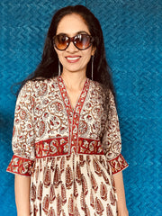 Kiara Kalamkari Printed Cotton Linen Dress