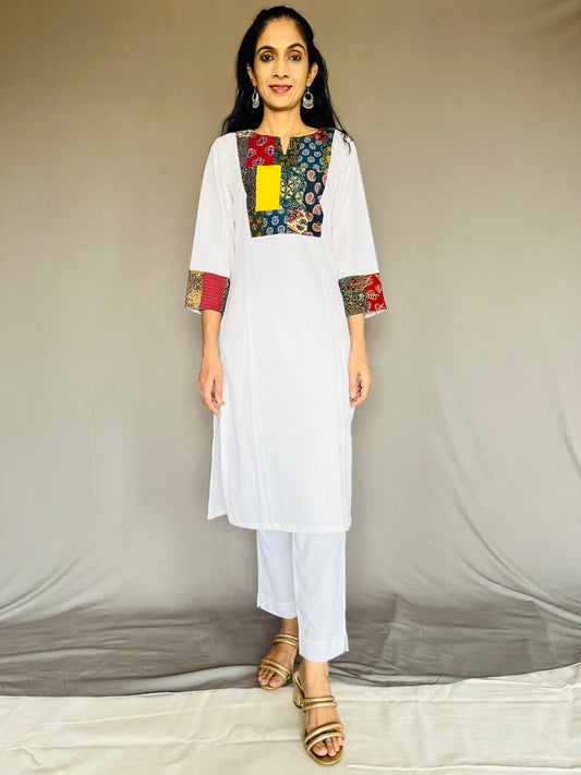 Khadi Cotton Flex Patchwork Kurti