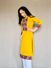 Khadi Cotton Flex Kalamkari Border Kurti