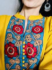 Khadi Cotton Flex Kalamkari Border Kurti