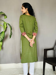 Khadi Cotton Flex Kalamkari Border Kurti