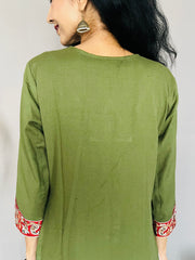 Khadi Cotton Flex Kalamkari Border Kurti