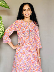 Hand Block Printed Mul Cotton Kurti