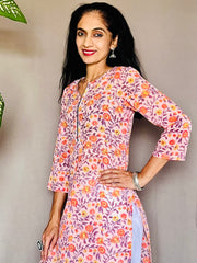 Hand Block Printed Mul Cotton Kurti