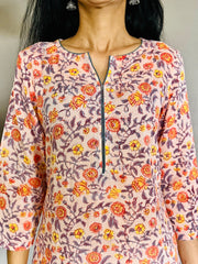 Hand Block Printed Mul Cotton Kurti