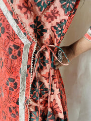 AJRAKH DABO Angrakha Mul Cotton Kurti with Gota Lace