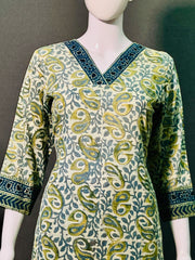 Ajrakh Dabo Printed Mul Cotton Kurti