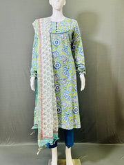 Long Sleeves Hand Block Printed A Line Kurti