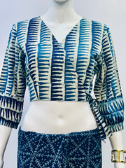 Indigo Wrap Blouse