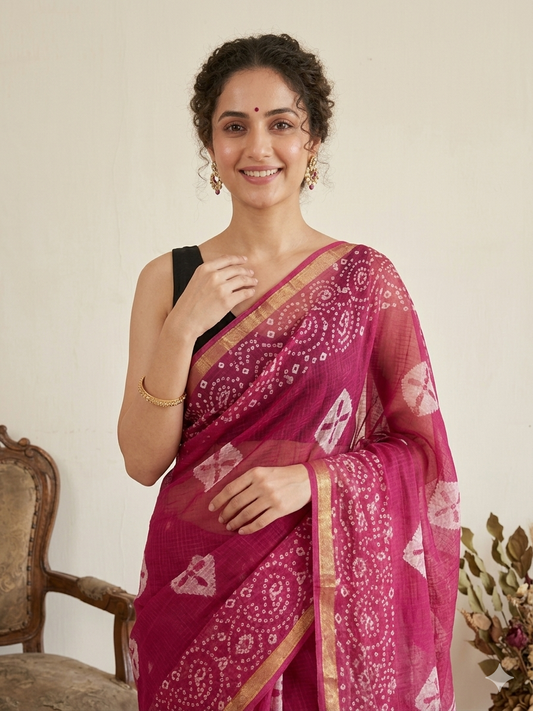 Bandhani Printed Kota Doriya Saree