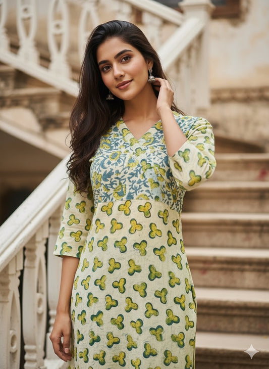 Ajrakh Dabo Printed Kurti