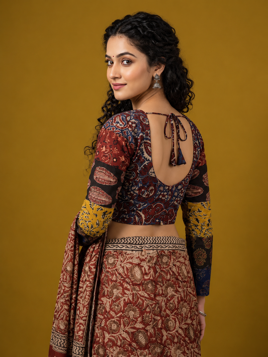 Patchwork AJRAKH Printed Cotton Blouse