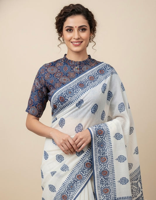 Modal Silk AJRAKH Printed Blouse