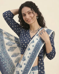 Polka Dots Indigo Wrap Blouse