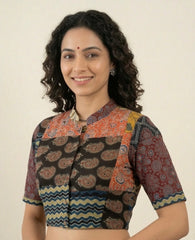 Patchwork AJRAKH Printed Cotton Blouse