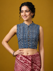 Indigo Dyed Hand Block Printed Blouse
