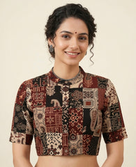 Patchwork AJRAKH Printed Cotton Blouse