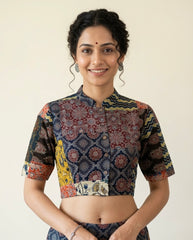 Patchwork AJRAKH Printed Cotton Blouse