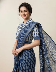 Indigo Dyed Collared Blouse