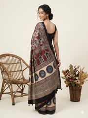 AJRAKH Printed Modal Silk Saree