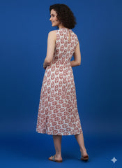 Hand Block Printed Halter Neck Dress