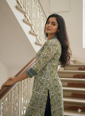 Ajrakh Dabo Printed Mul Cotton Kurti