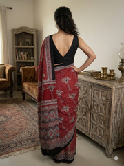 AJRAKH Printed Modal Silk Saree