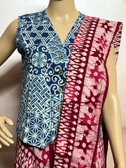 Indigo Hand Block Printed Jacket Blouse